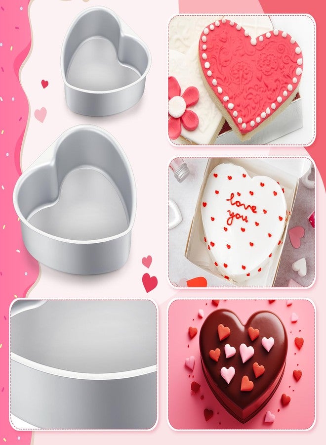FoldTier 6 Pcs Valentine's Day Heart Cake Pan Aluminum Cake Pan with Removable Bottom 4 Inch/6 Inch/8 Inch Nonstick Baking DIY Baking Mold Tool for Valentines Xmas Wedding Birthday Holiday Party - Image 4